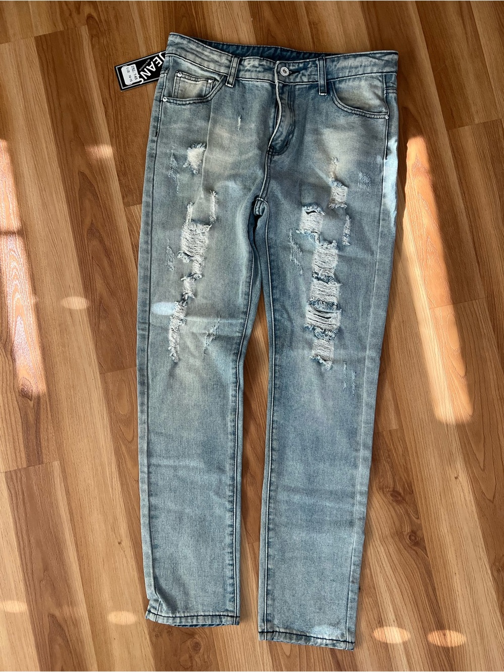 Youth Men's Skinny Distressed Jeans - Light Blue
